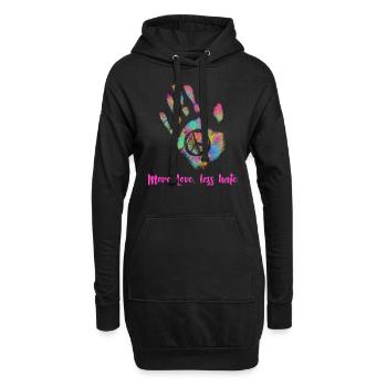 Plus d’amour Moins de haine hippie - Sweat-shirt à capuche long Femme - noir - Devant