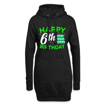 6. Geburtstag - Hoodie-Kleid - Schwarz - Vorne