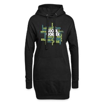 Sozialarbeiter - Hoodie-Kleid - Schwarz - Vorne