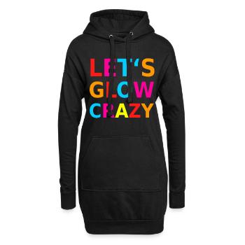 Let‘s Glow Crazy Retro Neon Party Schwarzlicht - Hoodie-Kleid - Schwarz - Vorne
