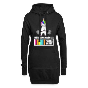 Installing Muscles Einhorn fitness workout Gym - Sweat-shirt à capuche long Femme - noir - Devant