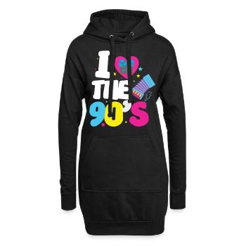 J'adore la chemise rétro des années 90 90J'aime la 90e - Sweat-shirt à capuche long Femme - noir - Devant