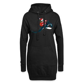 Le père Noël monte sur des patins pour offrir des cadeaux - Sweat-shirt à capuche long Femme - noir - Devant
