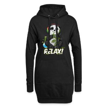 Relax bekiffter Panda Kiffer Pandabär Cannabis - Hoodie-Kleid - Schwarz - Vorne