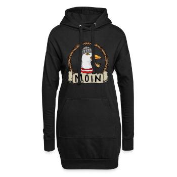 Moin Moin Möwe - Hoodie-Kleid - Schwarz - Vorne