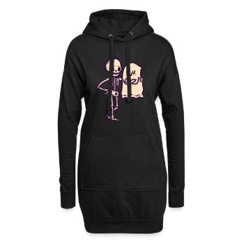 Boo and Skeleton - Hoodie-Kleid - Schwarz - Vorne