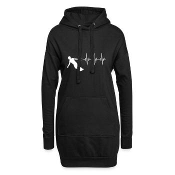 Wakeboard Herzschlag Geschenk - Hoodie-Kleid - Schwarz - Vorne