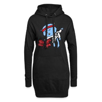 Karate Katze - Hoodie-Kleid - Schwarz - Vorne