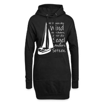 Segeln Segel setzen Wind Boot Kapitän Meer Spruch - Hoodie-Kleid - Schwarz - Vorne