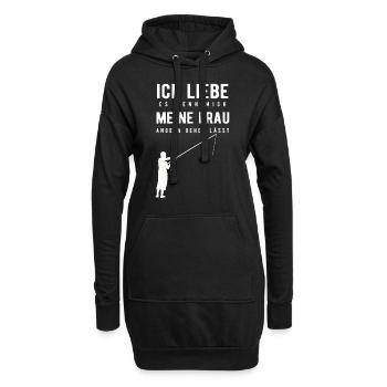 Fischer Fischen Angeln Geschenk Geschenkidee Lusti - Hoodie-Kleid - Schwarz - Vorne