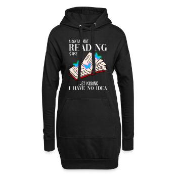 Lire rat de bibliothèque - Sweat-shirt à capuche long Femme - noir - Devant