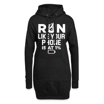 Rennen Laufen Joggen Handy Akku Schwach Geschenk - Hoodie-Kleid - Schwarz - Vorne