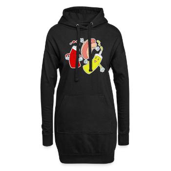 Hot Dog und Freunde Ketchup Senf - Hoodie-Kleid - Schwarz - Vorne