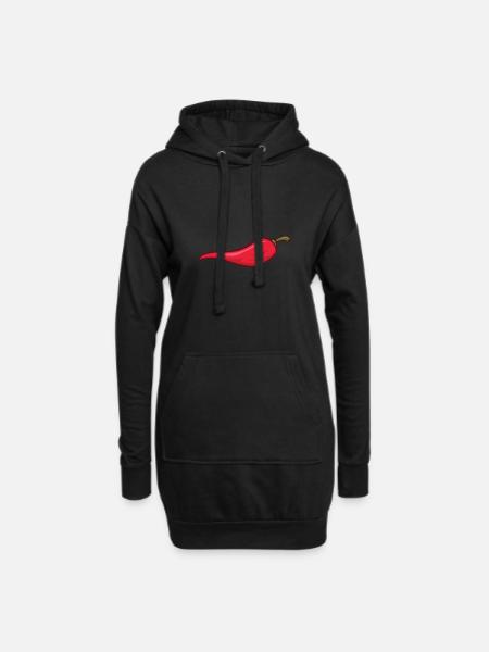 Spicy - Rote Chilischote - Hoodie-Kleid - Schwarz