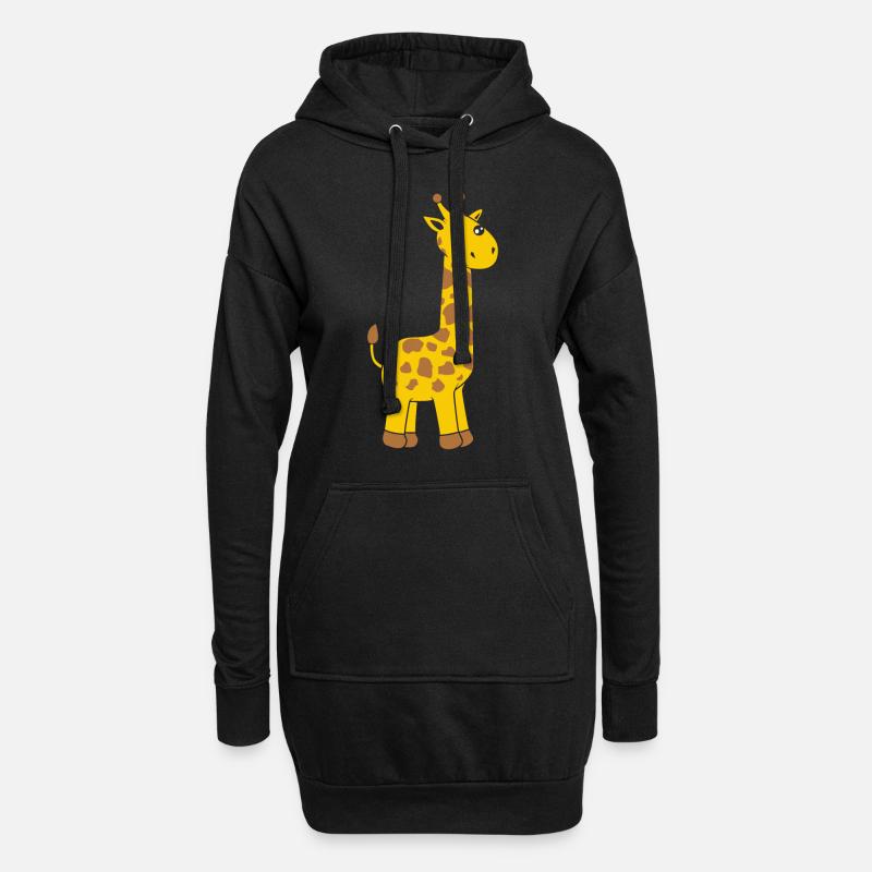 Giraffe - Hoodie-Kleid - Schwarz
