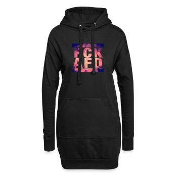 Die Welt ist bunt & soll es auch bleiben: FCK AFD! - Hoodie-Kleid - Schwarz - Vorne
