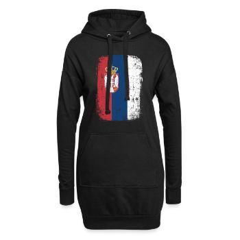Serbien - Hoodie-Kleid - Schwarz - Vorne