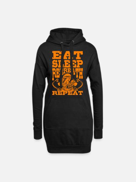 DIVE SILENT Rebreather Technisch Tauchen Geschenk - Hoodie-Kleid - Schwarz