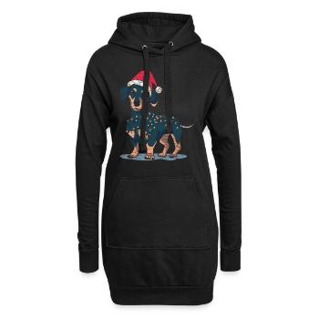 Dackel Weihnachten - Hoodie-Kleid - Schwarz - Vorne