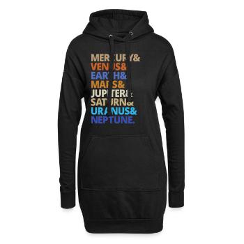 Planet Planeten Sonnensystem Milchstraße Geschenk - Hoodie-Kleid - Schwarz - Vorne