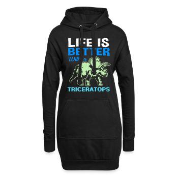 Triceratops - Sweat-shirt à capuche long Femme - noir - Devant