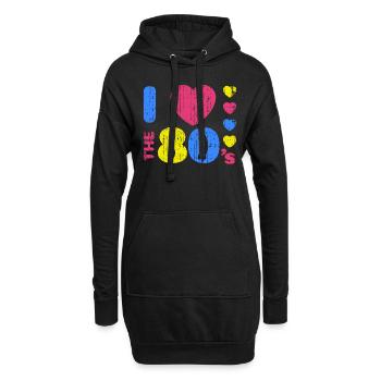 Eighties 80s 1980s vintage 1980 Party Love - Hoodie Dress - black - Front