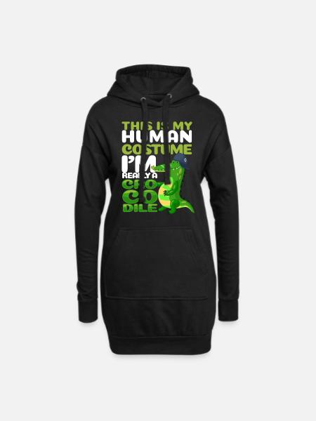 Krokodil - Hoodie-Kleid - Schwarz