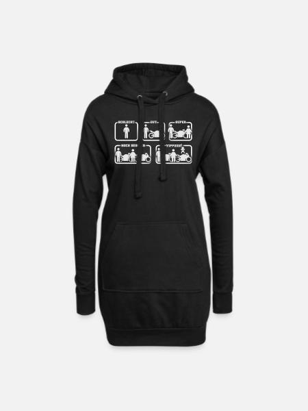 Motorrad - Hoodie-Kleid - Schwarz