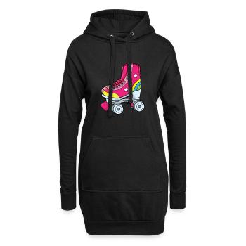 Patins à roulettes - Patin à roulettes rose avec arc-en-ciel - Sweat-shirt à capuche long Femme - noir - Devant