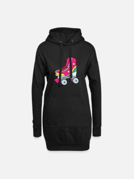 Rollschuhe - Pinker Rollschuh mit Regenbogen - Hoodie-Kleid - Schwarz