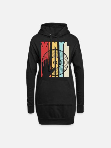 Vinyl Schallplatte - Hoodie-Kleid - Schwarz