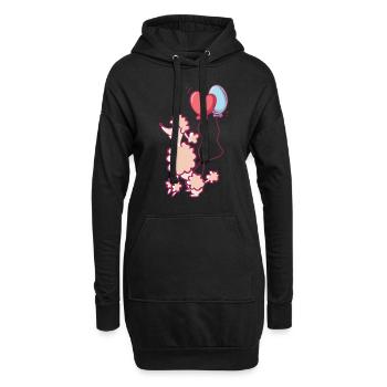 caniche - Sweat-shirt à capuche long Femme - noir - Devant