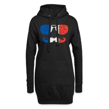 France Frenchman flag moustache lunettes de soleil - Sweat-shirt à capuche long Femme - noir - Devant