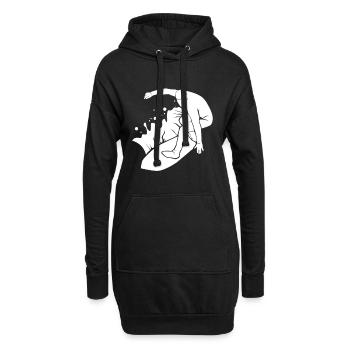 Surfer Surfen - Hoodie-Kleid - Schwarz - Vorne