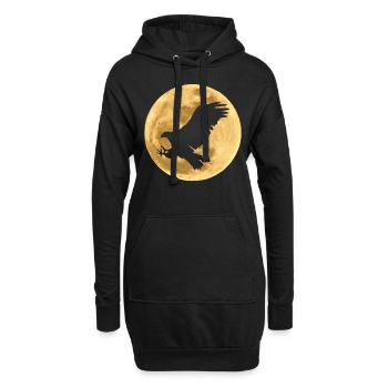 L’aigle dans la lune pleine lune - Sweat-shirt à capuche long Femme - noir - Devant