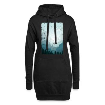 Paysage - Sweat-shirt à capuche long Femme - noir - Devant