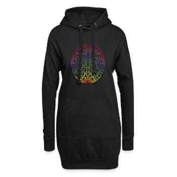 Buntes Gehirn Hirn - Hoodie-Kleid - Schwarz - Vorne