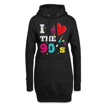 J'aime les années 90 - Sweat-shirt à capuche long Femme - noir - Devant