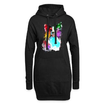 Border Collie - Hoodie-Kleid - Schwarz - Vorne