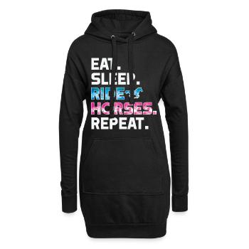 Eat Sleep Ride Chevaux Répéter la conception de cadeau d’équitation - Sweat-shirt à capuche long Femme - noir - Devant