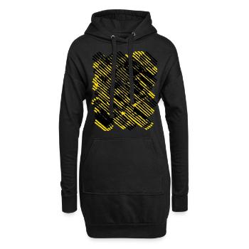 Schwarz Gelbe Streifen - Hoodie-Kleid - Schwarz - Vorne