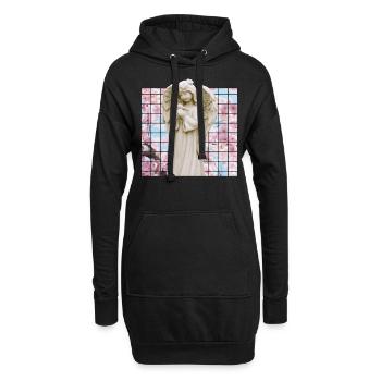 Vaporwave Angel Marble-Statue mit Japaner - Hoodie-Kleid - Schwarz - Vorne