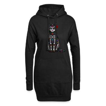 Crâne De Sucre Crâne Zombie Mexique Calavera Cat - Sweat-shirt à capuche long Femme - noir - Devant