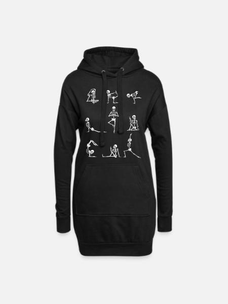 Yoga Skelett Lustiges Yoga Halloween Geschenk - Hoodie-Kleid - Schwarz