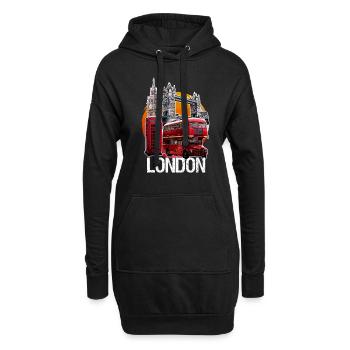 London Doppeldecker Telefonzelle Big Ben Bridge - Hoodie-Kleid - Schwarz - Vorne