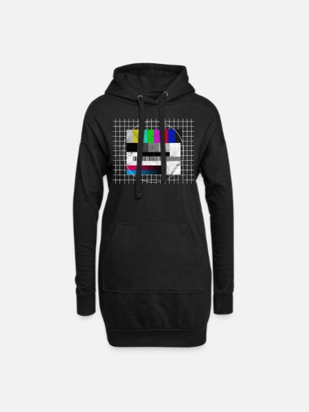 TV Testbild Retro 80er Jahre Kostüm - Hoodie-Kleid - Schwarz