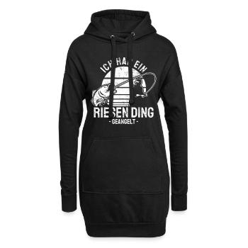 Angler Design mit Angelrute Illustration - Hoodie-Kleid - Schwarz - Vorne