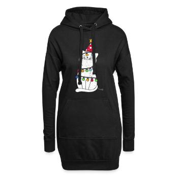 Cadeau de noël chat noël noël - Sweat-shirt à capuche long Femme - noir - Devant
