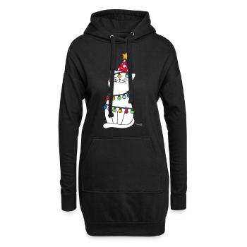Weihnachten Katze - Hoodie-Kleid - Schwarz - Vorne