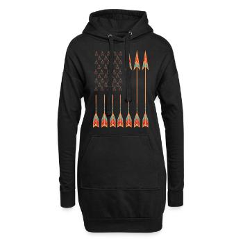 Jour amérindien, drapeau américain, tentes et flèches, - Sweat-shirt à capuche long Femme - noir - Devant